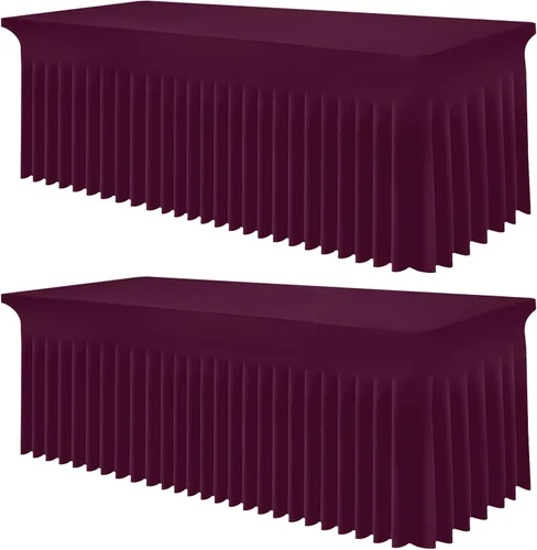 Vista 71 de Smiry Mantel de Spandex, Mantel Elástico Ajustable Extensible para Mesas Rectangulares de 6 Pies, Falda Cubierta de Mesa Impermeable y Lavable