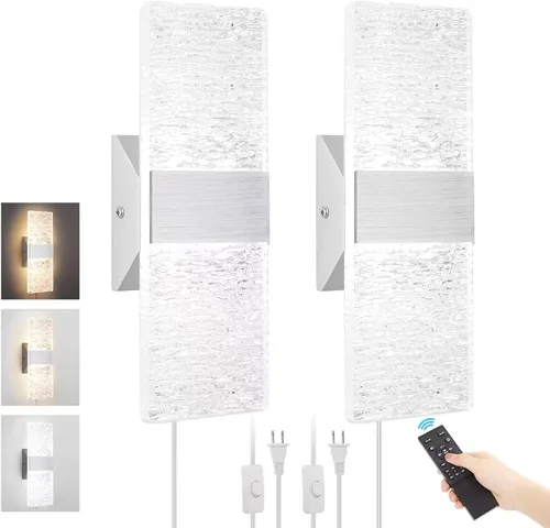 Vista 15 de GOODATE Aplique de pared enchufable con colores ajustables sin escalones de 3000K-6500K y brillo del 10%-100%, luz de pared LED acrílica de 12W