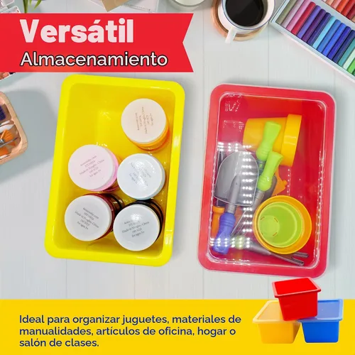 Vista 6 de 4E's Novelty Contenedores de almacenamiento de plástico con tapas, 5 cuartos de galón, paquete de 3, cubos de almacenamiento de plástico coloridos
