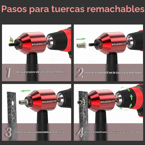 Vista 5 de Kit de herramienta adaptador de tuerca de remache WelderElite Contiene 290 tuercas de remache y 13 mandriles