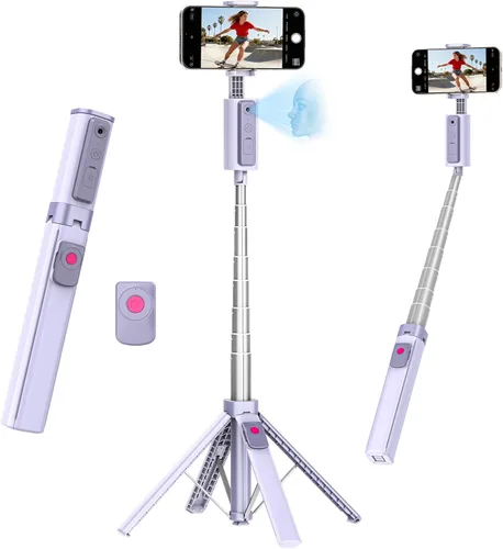 Vista 9 de Funme Trípode de seguimiento facial automático para iPhone, trípode de 59 pulgadas con control remoto, rotación de 360 grados que sigue tu