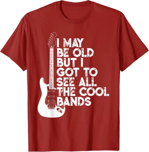 Vista 42 de Camiseta con texto en inglés "I May Be Old But I Got to See All The Cool Bands" Negro