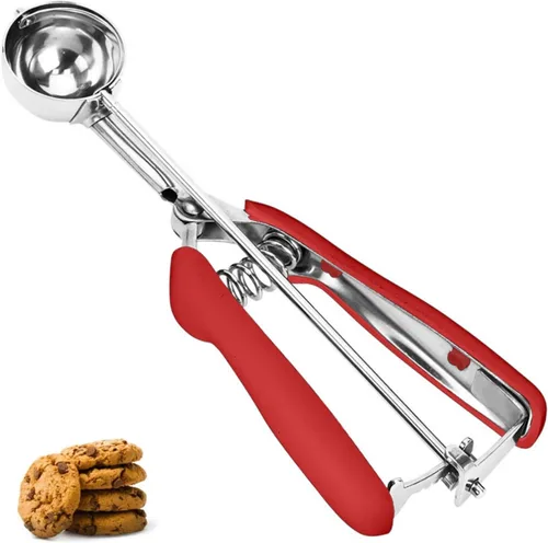 Vista 60 de Cuchara de Helado y Galletas de Acero Inoxidable - Capacidad de 5.3Tbsp/80ml/2.7oz, Liberación con Gatillo