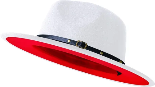 Vista 12 de Sombreros de ala ancha tipo Fedora para mujeres y hombres, sombrero de vestir de dos tonos, sombrero de fieltro tipo Panamá en dos tallas para Negro