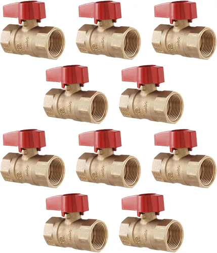 Vista 4 de 1-Pack Válvula de bola de gas recta FIP de 1/2 pulgada, de latón resistente a la oxidación, apertura/cierre de cuarto de vuelta, certificada por CSA