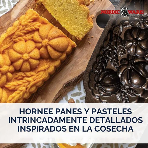 Vista 2 de Nordic Ware 93448 - Molde para pan de trigo y calabaza, capacidad de 6 tazas, color bronce