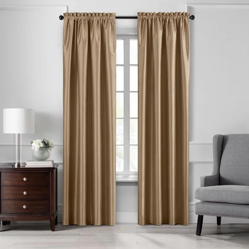 Vista 9 de Elrene Home Fashions Colette - Cortina opaca de seda sintética para ventana, 52 x 84 pulgadas (1 panel), color gris pardo