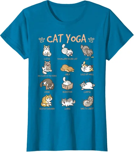 Vista 93 de Cat Yoga Poses Cats Practicing Mindfulness Meditación Kitten - Camiseta, Negro, S