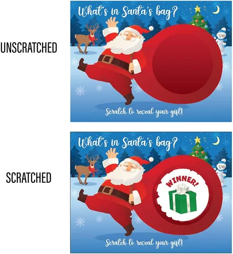 Vista 3 de My Scratch Offs Paquete de 26 tarjetas de juego para rascar, 3 x 4 pulgadas, divertidos recuerdos de fiesta de Navidad para adultos, familias