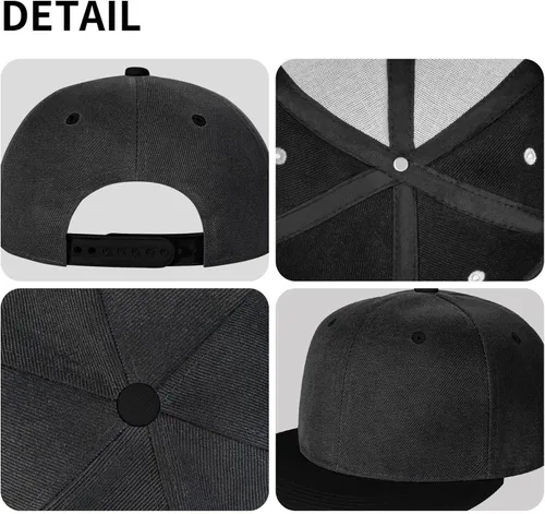 Vista 5 de DARLEKS Unisex Flat Bill Hats Adjustable Snapback Baseball Cap Flat Edge Hip Hop Hat