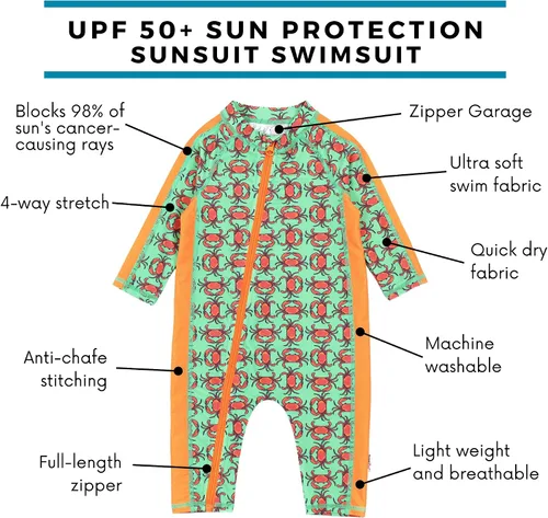 Vista 2 de SwimZip - Traje de baño de manga larga para niño, con protección UPF 50+
