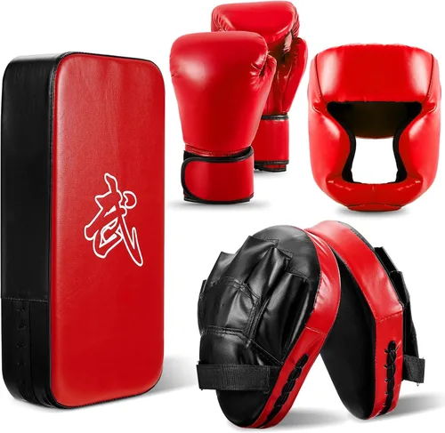 Vista 10 de Foilswirl Juego de Almohadillas de Boxeo 5 en 1 para Niños Guantes Manoplas de Patadas y Golpes con 1 Par de Guantes, 2 Piezas Almohadillas Pad