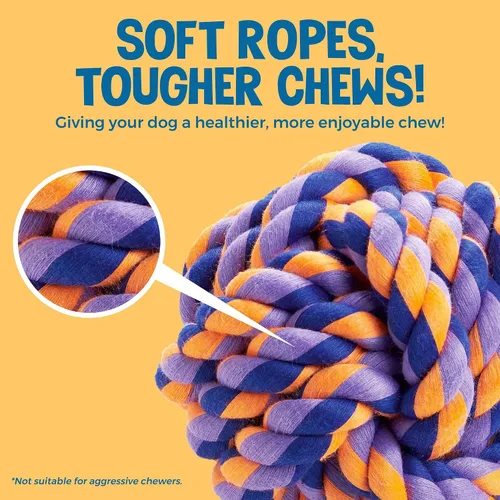 Vista 6 de SunGrow Masticables de algodón con nudo para cachorros, oso de peluche masticable resistente de 4.5 pulgadas, bola de 2.5 pulgadas, cuerda
