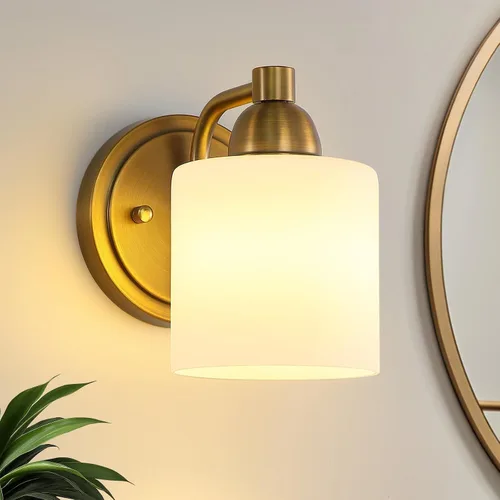 Vista 21 de Mecgirn Apliques de Pared de Vidrio Esmerilado Níquel Cepillado, Paquete de 1 Luminarias de Pared Interiores Cableadas para Sala de Estar, Pasillo