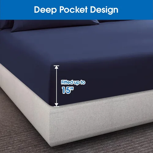 Vista 100 de HOMEIDEAS Sábanas de cama tamaño completo – Juego de 6 piezas (azul aguamarina) – Sábanas de ropa de cama de microfibra cepillada extra suave