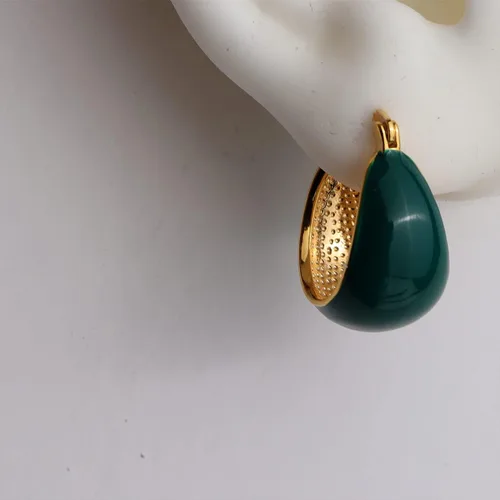 Vista 3 de Sonateomber Aretes de aro gruesos y gruesos para mujer, diseño vintage dorado con circonita cúbica, orejas sensibles, hipoalergénicas, regalo