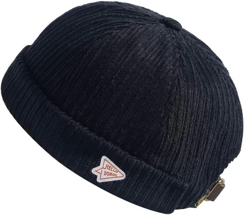 Vista 2 de jerague Gorros sin ala con hebilla de cuero ajustable Street Casual Docker Beanie Skull Caps A2-negro/caqui (paquete de 2)