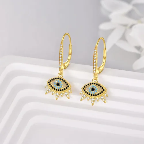 Vista 2 de Aretes de plata de ley contra el mal de ojo, regalo de joyería para mujeres y niñas