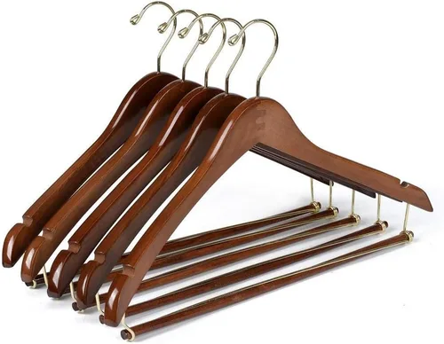 Vista 11 de Quality Hangers Perchas de madera hermosas y resistentes para trajes, perchas curvadas ideales para viajeros, perchas resistentes con barra