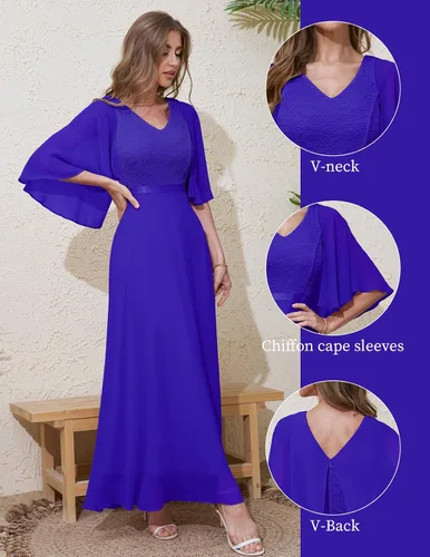 Vista 4 de DRESSTELLS Vestido formal para mujer, vestido de madre de la novia, invitada de boda, dama de honor, vestido largo de fiesta de graduación, vestidos