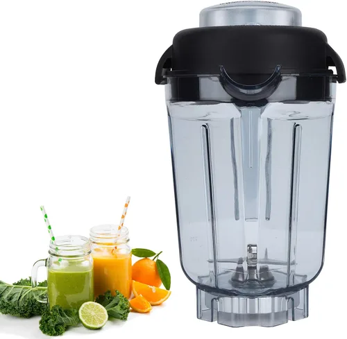Vista 2 de Contenedor de licuadora de 32 onzas transparente con tapa de cuchilla, accesorios de repuesto para contenedor Vitamix compatible con máquinas