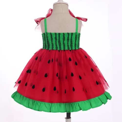 Vista 4 de Vestido tutú de verano para niñas pequeñas, sin espalda, vestido de princesa para fiesta de cumpleaños, lentejuelas con volantes, tul con lazo