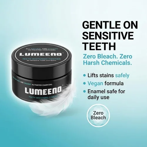 Vista 4 de Lumeeno Blanqueamiento dental de carbón activado orgánico natural para dientes y encías sensibles - Blanquea, limpia y desintoxicante - Vegano - Sin