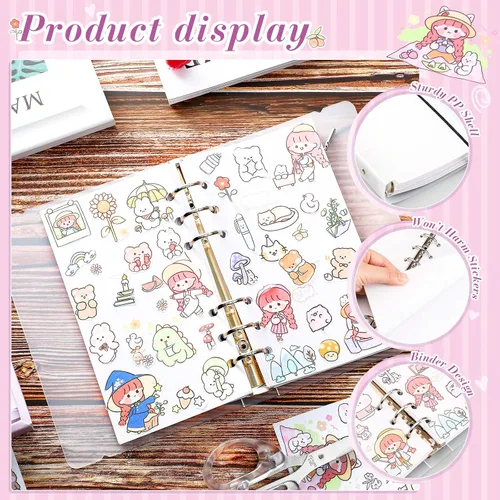 Vista 6 de Spakon Hojas de álbumes de recolección de calcomanías, accesorios de colección de calcomanías reutilizables para coleccionar, regalos de regreso a