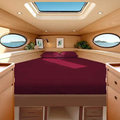 Vista 24 de Universal V Berth - Juego de sábanas de 4 piezas para barco, 100% algodón egipcio, la mejor ropa de cama de barco V, se adapta a colchones de hasta