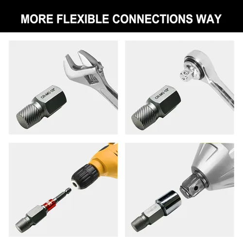 Vista 4 de NORTOOLS Juego de 15 extractores de tornillos CR-MO – Kit de extracción múltiple de 3/8 pulgadas con accionamiento hexagonal multilínea
