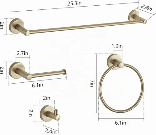 Vista 6 de BGL Juego de Accesorios de Baño Dorado Cepillado, Juego de Toallero de 4 Piezas Oro cepillado