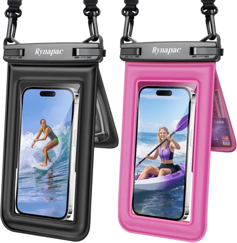 Vista 11 de [Hasta 8.5 pulgadas] Bolsa impermeable para teléfono flotante, doble bolsa impermeable con cordón para iPhone 16 15 Pro Max, Galaxy S25 S24 Ultra