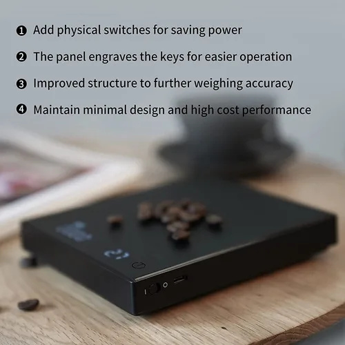 Vista 6 de Báscula de Café TIMEMORE Basic 2.0, Báscula Electrónica de Espresso con Temporizador, 2000 Gramos y Tasa de Flujo de Agua con Función
