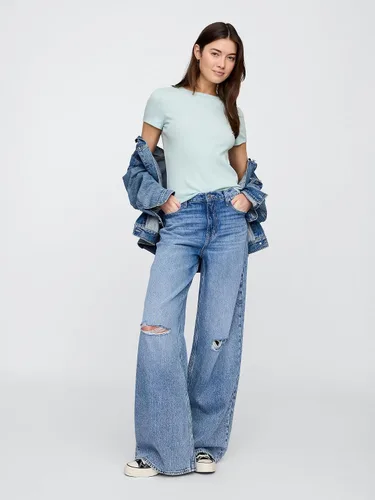 Vista 3 de Gap Top de punto acanalado sólido para mujer