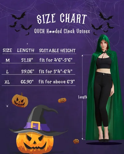 Vista 7 de QUCH Capa unisex con capucha para hombres y mujeres, capa de bruja de vampiro, disfraz de Halloween y Navidad