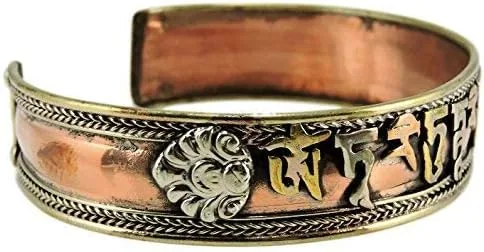Vista 3 de Pulsera de yoga tibetana hecha a mano con tres metales