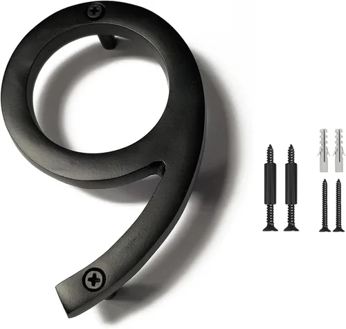 Vista 27 de NACH Números de casa flotantes, números de casa negros de aluminio de 4 pulgadas para exteriores - Número 0, números de puerta con accesorios