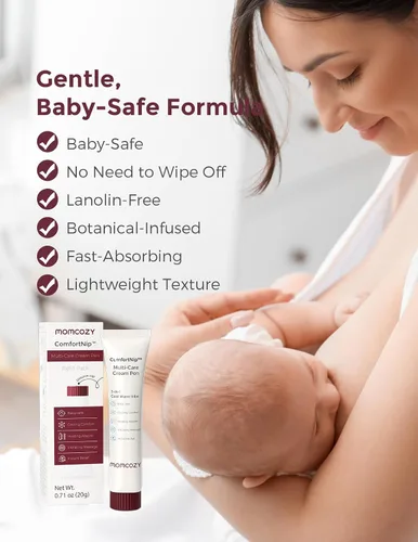 Vista 5 de Momcozy ComfortNip™ Crema de Rellena para Lápiz de Cuidado Múltiple 3-en-1, Crema de Lactancia Infundida con Plantas para Madres que Amamantan (20g)