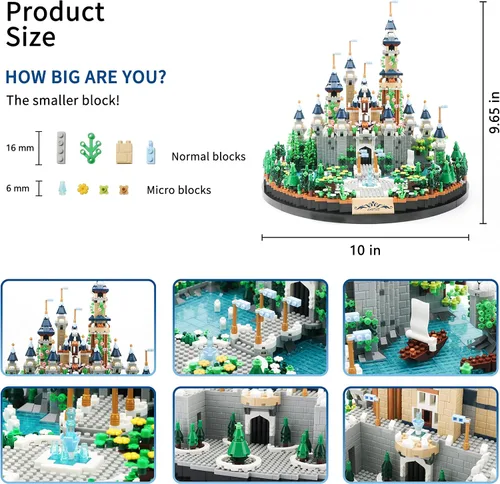 Vista 3 de Princess Castle - Juego de micro construcción para adultos, kit de modelo de colección de construcción de arquitectura (no compatible con Lego)