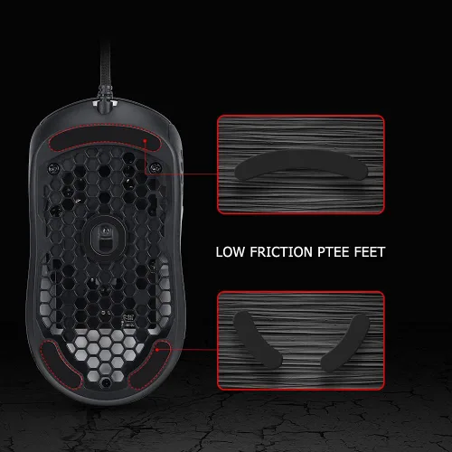 Vista 6 de MARVO G961 Honeycomb Gaming Mouse 6 Programmable Buttons RGB Backlight Macro Customization 12000 DPI Optical Sensor Lightweight Drag-free Soft