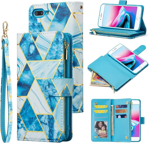 Vista 19 de UEEBAI - Cartera clásica de cuero sintético con cierre magnético, funda de iPhone con cierre
