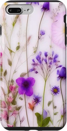 Vista 9 de iPhone 14 Mezcla de flores silvestres ramo floral patrón púrpura caso