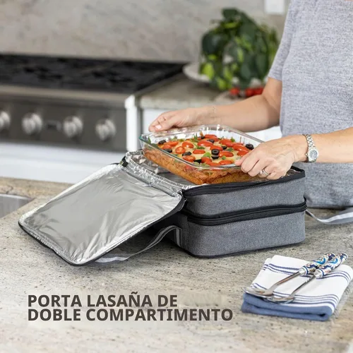 Vista 2 de Stack Store Plus More Cazuela aislada para alimentos calientes o fríos, soporte para lasaña para picnic, comida, cocina, se adapta a platos de horno