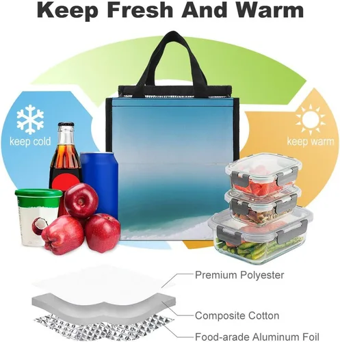 Vista 4 de Dead Sea Salt Flats Grocery Bag,Insulated And Cooler, Tote Bag,Collapsible And Reusable, Lunch Bag for Groceries Work Party Travel Picnic 10.6" H X
