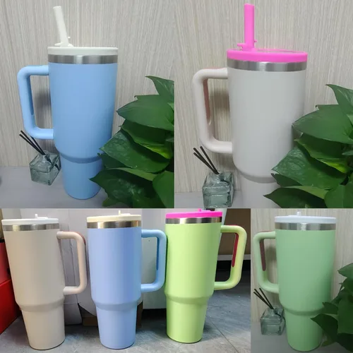Vista 6 de 2 Pics - Tapa abatible con popote para vaso Stanley Quencher H2.0, a prueba de fugas, tapa superior, de repuesto, reutilizable, a prueba