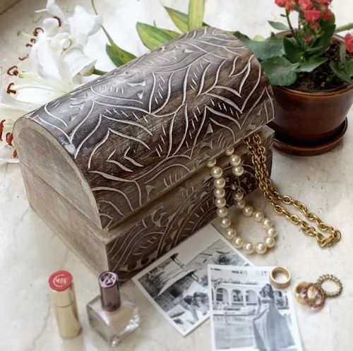 Vista 2 de Grandes ideas de regalo de cumpleaños, caja de joyería decorativa hecha a mano, caja del tesoro, organizador de joyas, caja de recuerdos, caja