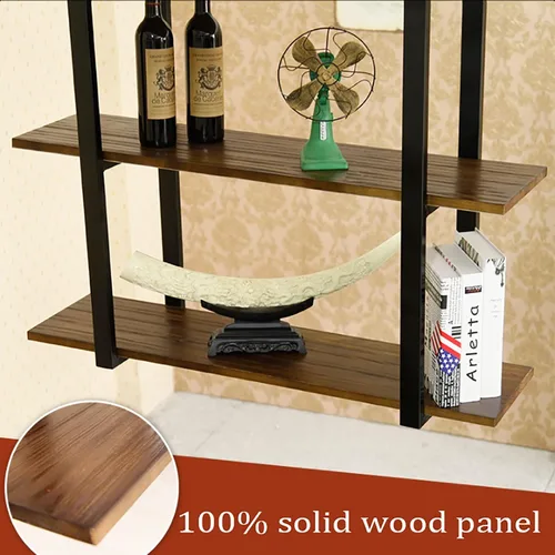 Vista 6 de Shelves Whftd Ceiling Wine Rack Plant Display Stand - Industrial Retro Solid Wood Hanging Shelf, 2 Layer Industrial Pipe Shelves, Display Flower