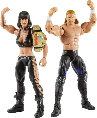 Vista 2 de WWE Elite Collection Paquete de 2: figuras de acción Triple H & Chyna de 6 pulgadas con 2 juegos de manos intercambiables y accesorios