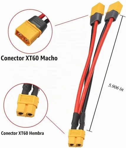 Vista 4 de ELFCULB 2 piezas XT60 Y Splitter,12AWG XT60 Cable conector de batería paralelo para Quadcopter RC Car (5.906 in)