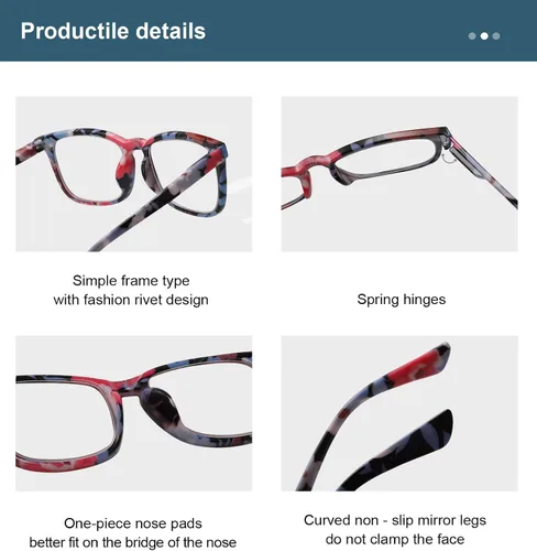 Vista 5 de BLUELESS Gafas de lectura para mujer - Lectores de moda para damas (Floral, 0.00)